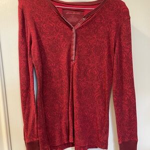 Eddie Bauer Red Long Sleeve Henley Top